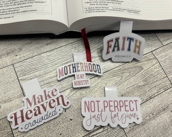 Magnetic Bookmarker, Book Marker for Bible Study, Praying Moms Club, Flawed but Worthy Book Marker, Bible Study Gifts