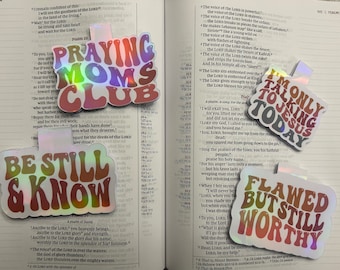 Magnetic Bookmarker, Book Marker for Bible Study, Praying Moms Club, Flawed but Worthy Book Marker, Bible Study Gifts