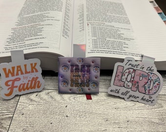 Magnetic Bible Bookmarks, Bible Book Marker, Walk by Faith, Pray Over it, Trust in the Lors, Bible Study, Book marker for Bible Study