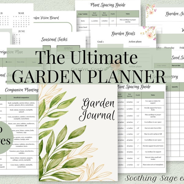 Ultimate Garden Planner Sage Green, Garden Journal, Printable Gardening Organizer, Homesteading, Mother's Day Gifts, Gardener Gift