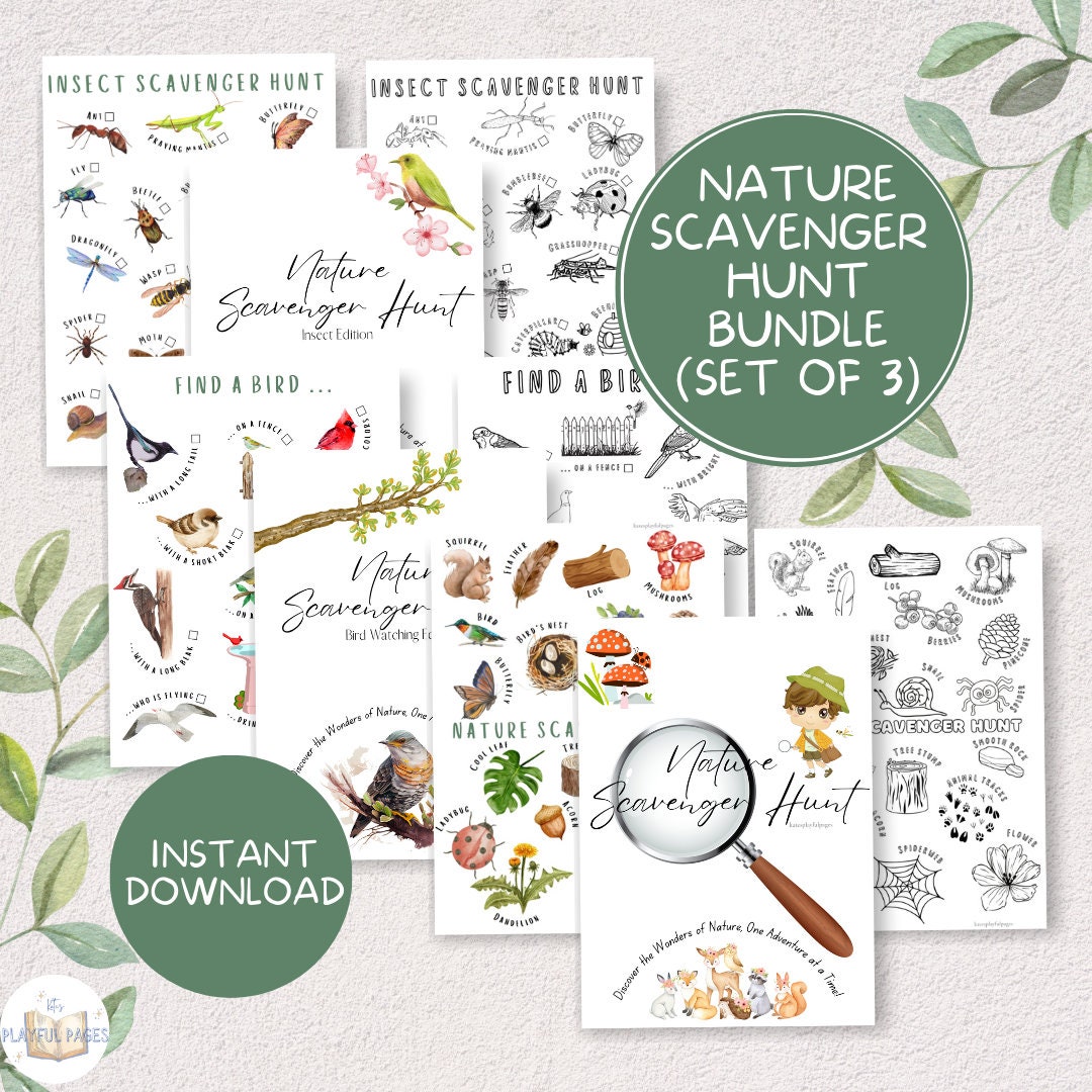BUNDLE Nature Scavenger Hunt Spring Summer Birds Nature