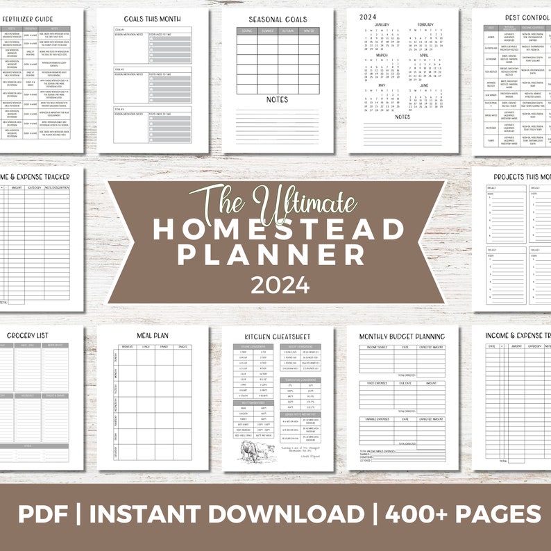 Printable 2024 Homestead Planner, Dated 12 Month Weekly Planner