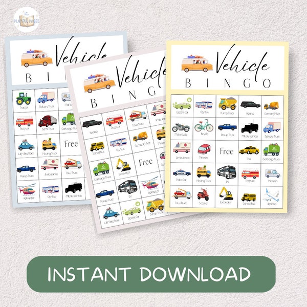 Vehicle Themed Travel Bingo | Road Trip Bingo | FUN Road Trip Games | Instant Download Printable | Kids Car Games | Car Themed Bingo