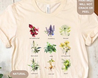 Women's Reproductive Health Herbs T-Shirt, Herbalist Shirt, Gift for Women, Plant Lover Tee Shirt, Unisex Relaxed Jersey T Shirt For Women,