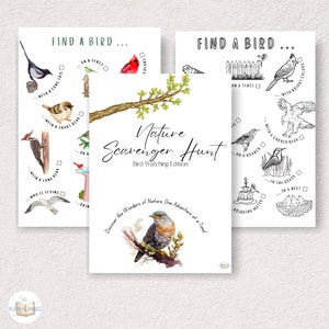 Bird Scavenger Hunt Printable, Spring, Summer, Birds Outdoor Scavenger Hunt For Kids, Instant Download, Coloring Page, Party Games Backyard