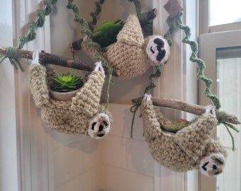 Soporte para plantas con forma de perezoso, colgador de macramé para plantas, minimaceta para suculentas, soporte para plantas de interior, decoración de oficina