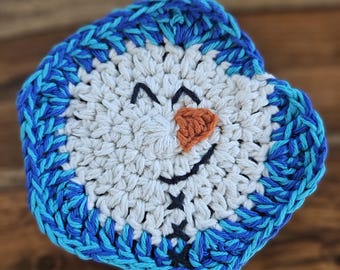 PATRÓN DE GANCHILLO - POSAVASOS DE MUÑECO DE NIEVE DERRITADO, Patrón de descarga digital instantánea, Patrón de ganchillo para regalo de inauguración de la casa, Patrón de muñeco de nieve de invierno