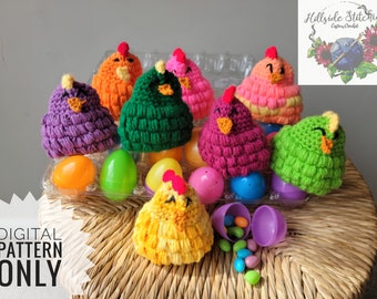 Crochet Easter Chick Pattern, Crochet Egg Cover Pattern, Chicken Amigurumi Pattern, Easter Crochet Animals, Crochet Easter Egg Cover