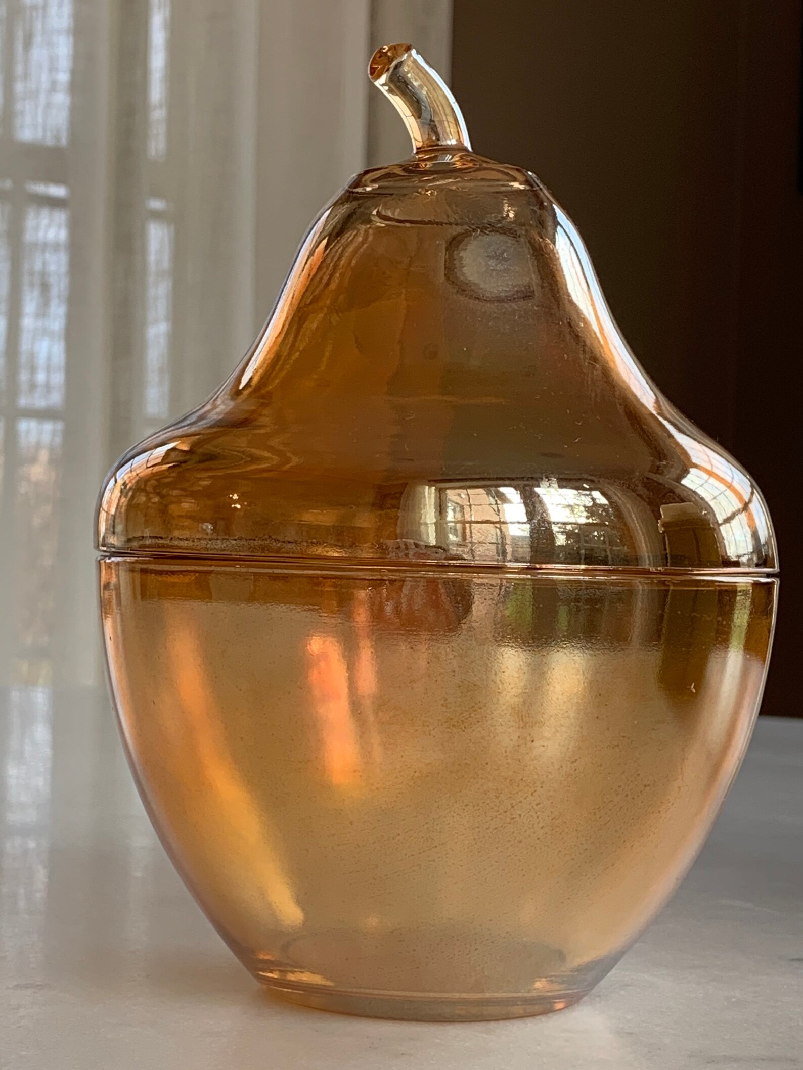 Vintage Carnival Glass Pear Candy Dish Etsy