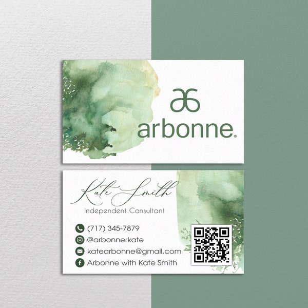 Personalized Arbonne Business Card, QR Code Arbonne Business Cards, Arbonne Business Card, Watercolor Arbonne Printable Cards, Digital File