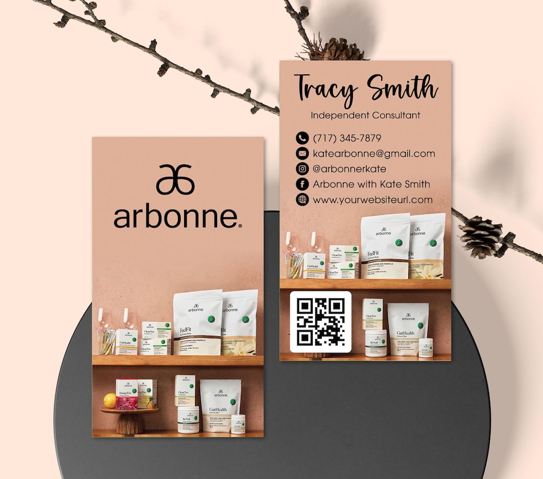 Best Arbonne Printable Cards, Personalized Arbonne Business Card QR ...
