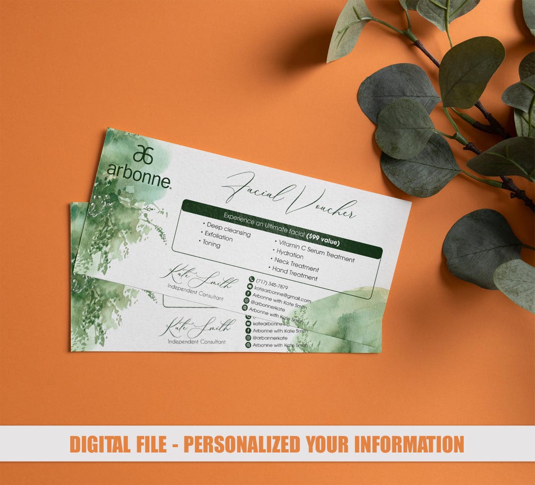 Personalized Arbonne Facial Voucher, Arbonne Gift Certificate, Facial ...