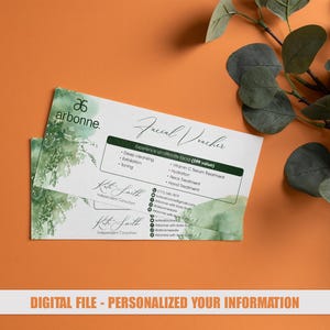 Personalisierte Arbonne Gesichtsgutschein, Arbonne Geschenkgutschein, Gesichtsgutschein, Arbonne Karten, Aquarell Arbonne druckbare Karten, digitale Datei