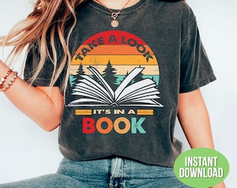 Take A Look Svg, It's In A Book Svg, Retro Books Svg, Love Book Svg, Bookworm Svg, Books Lover Svg, Teacher Gift, Svg Files, Png Sublimation