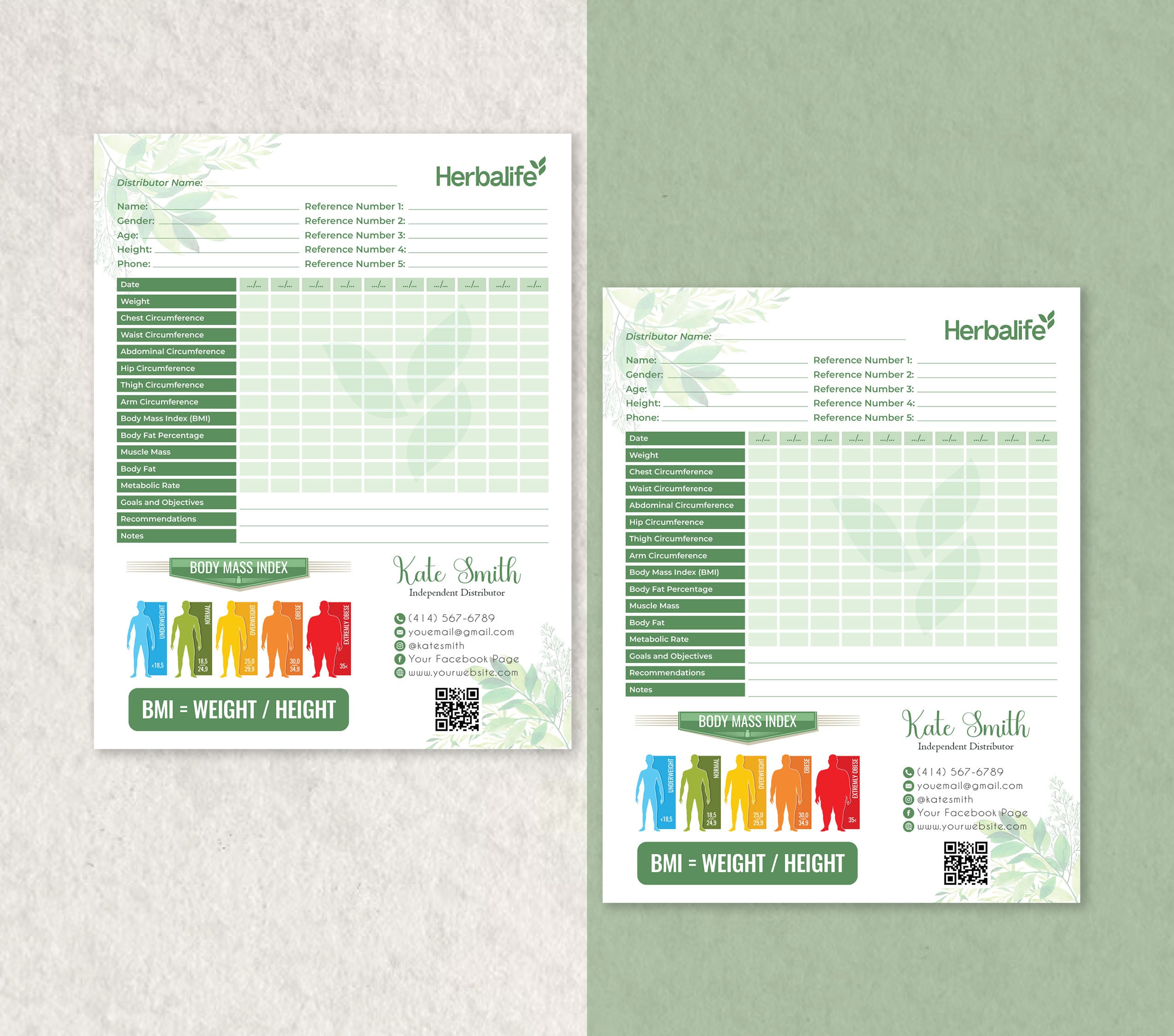 Herbalife Body Mass Index Chart, Herbalife BMI Chart, Personalized ...