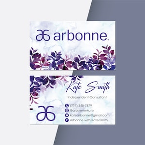 Cartão de visita Arbonne, cartões Arbonne, cartões de visita personalizados Arbonne, cartões imprimíveis em aquarela Arbonne, arquivo digital