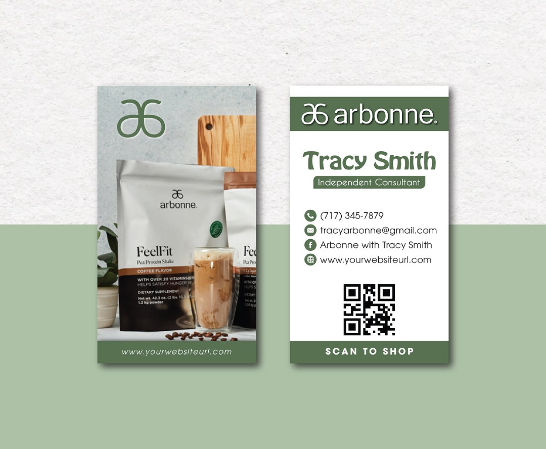 Personalized Arbonne Business Card QR Code, Arbonne Business Cards ...