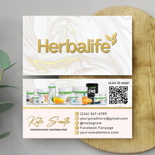 Herbalife Business Cards, Personalized Herbalife Business Card, Herbalife Marketing, Golden Herbalife Printable Cards, Digital File HE09