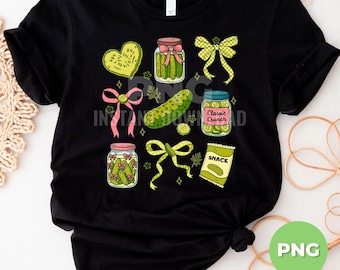 Cute Pickle PNG Bundle, Pickle Jar Snack Clipart, Funny Pickle Bow PNG, Classic Crunch Cucumber Sublimation, Dill Pickle Sticker PNG