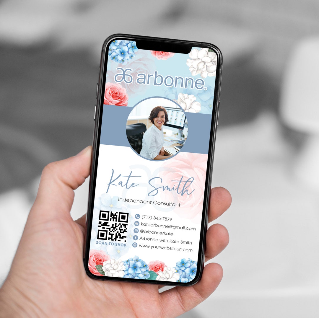 Arbonne Digital Business Card, QR Code Arbonne Business Card, Flower ...