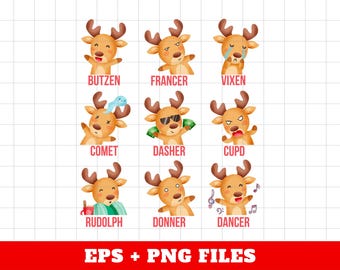 Retro Christmas, Reindeer Rudolph, Groovy Christmas, Merry Vibes, Trendy Xmas, Christian Gift, Trending Christmas, Png File, Png Sublimation