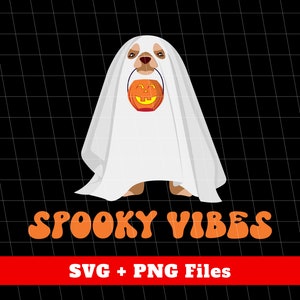 Dog In Boo Svg, Spooky Vibes Svg, Ghost Dog Svg, Cute Dog Svg, Happy Halloween, Cute Halloween, Dog Halloween, Svg Files, Png Sublimation