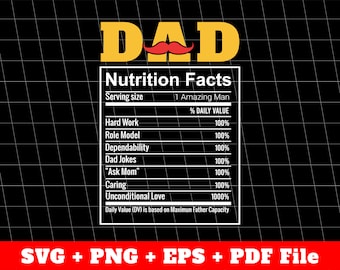 Dad Lover Gift, Nutrition Facts Of Dad, Fact Of Best Dad, Best Dad Ever, Father's Day Gift, Vector File, Svg File, Png Sublimation File