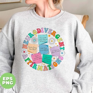 Neurologisch unterschiedliche Affirmationen, Neurospezifisch nahtlos, Mentale Gesundheit, ADHS Geschenk, Autismus Akzeptanz, Lehrer Geschenk, Png Datei, Png Sublimation