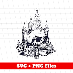 Halloween Skull Svg, Candles On The Skull Svg, Cool Skull Svg, Happy Halloween Svg, Skull Candles Svg, Svg Files, Png Sublimation