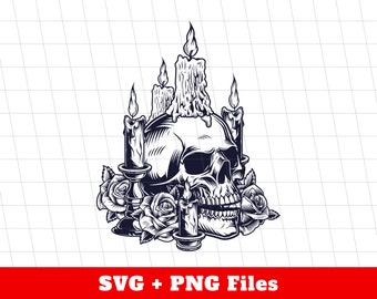 Halloween Skull Svg, Candles On The Skull Svg, Cool Skull Svg, Happy Halloween Svg, Skull Candles Svg, Svg Files, Png Sublimation