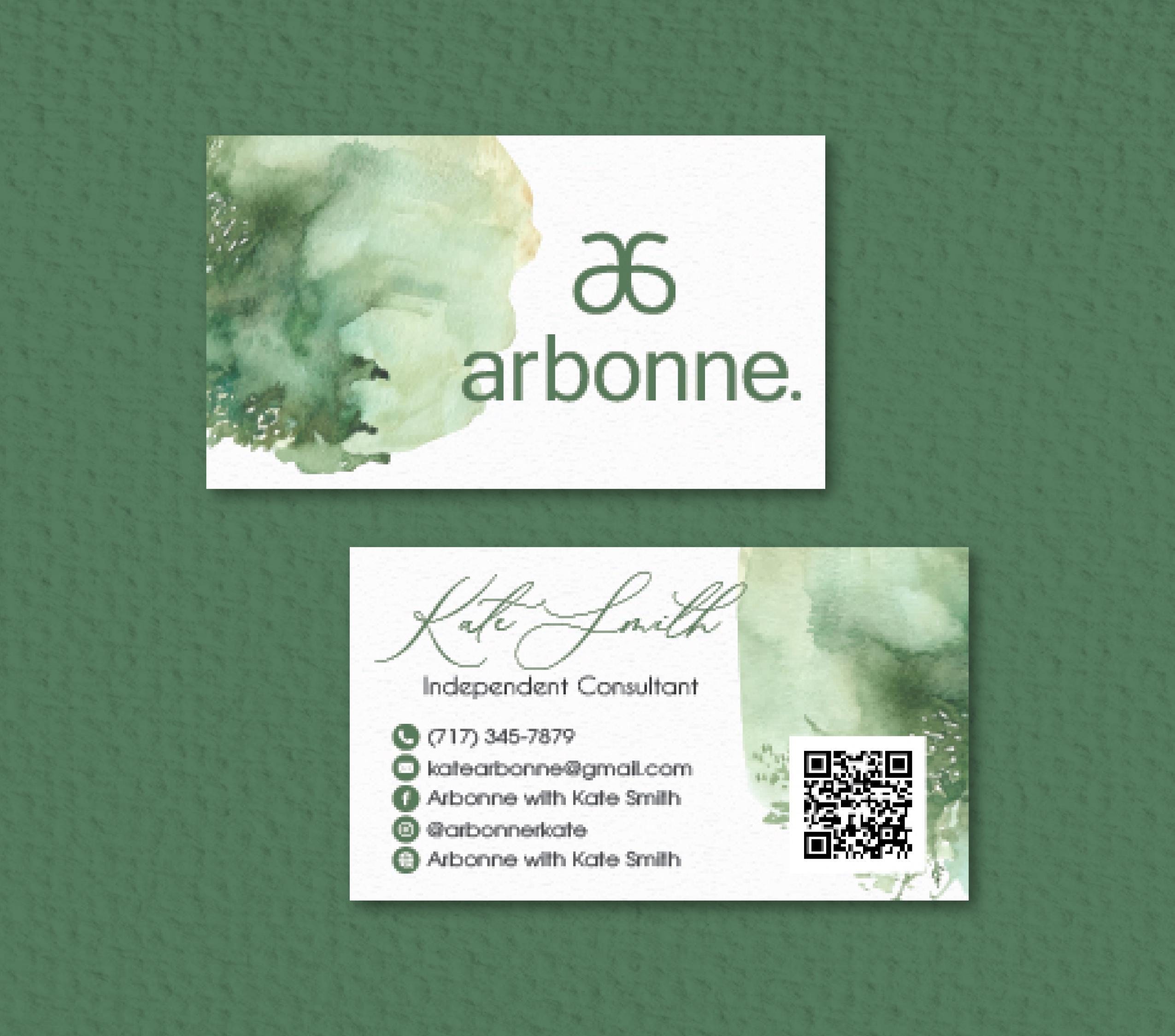Tarjeta de presentación personalizada de Arbonne, tarjetas de presentación de Arbonne con código QR, tarjetas de presentación de Arbonne, tarjetas imprimibles de Arbonne con acuarela, archivo digital