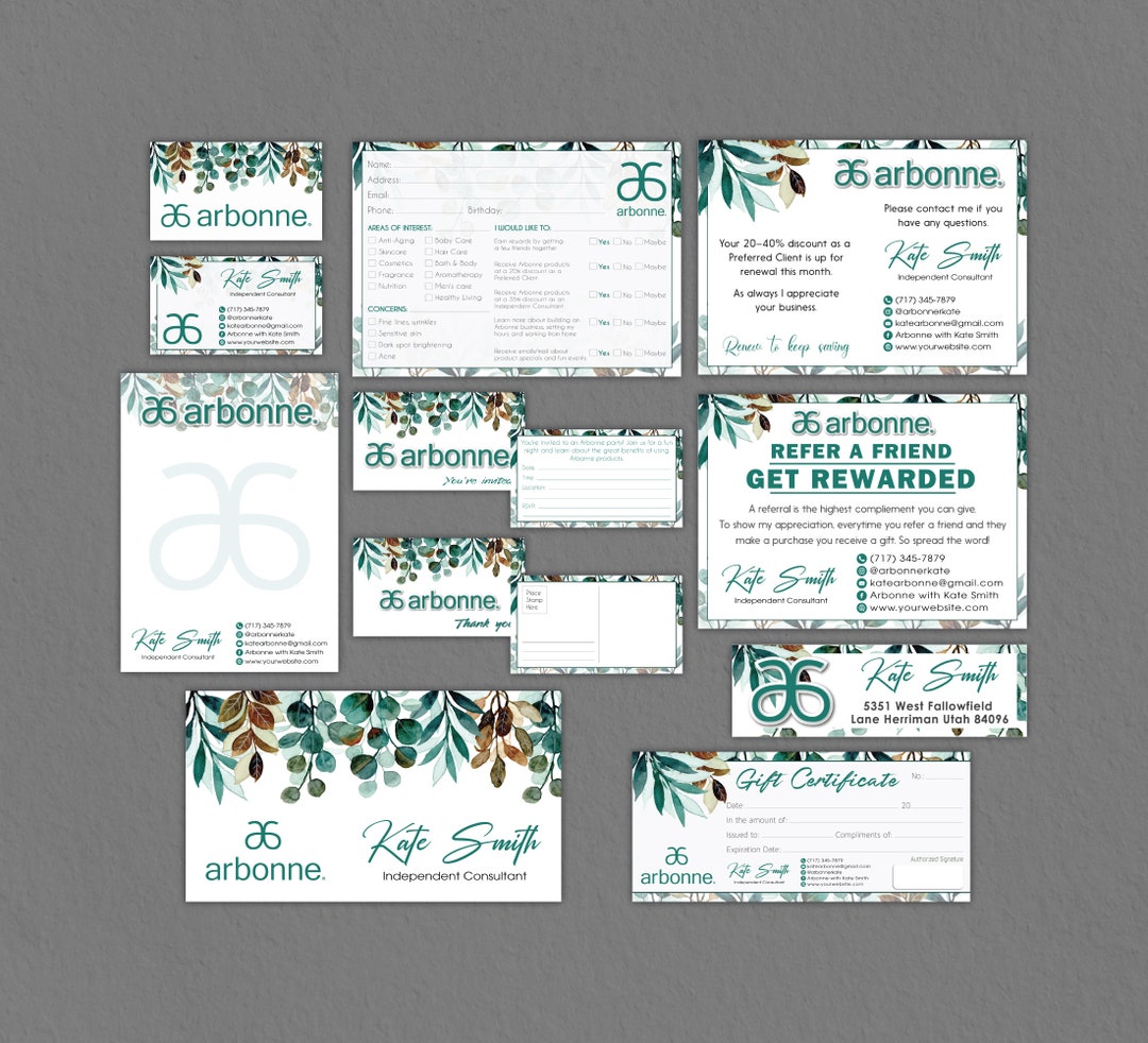 Natural Personalized Arbonne Bundle, Arbonne Cards, Arbonne Business ...