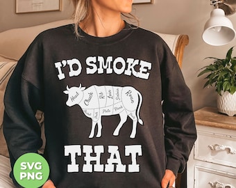 I'd Smoke That Svg, Love Cow Svg, Cow Cut Out Svg, Cow Love Svg, Cow Silhouette Svg, Cow Shirt Design, PNG Files, PNG Sublimation