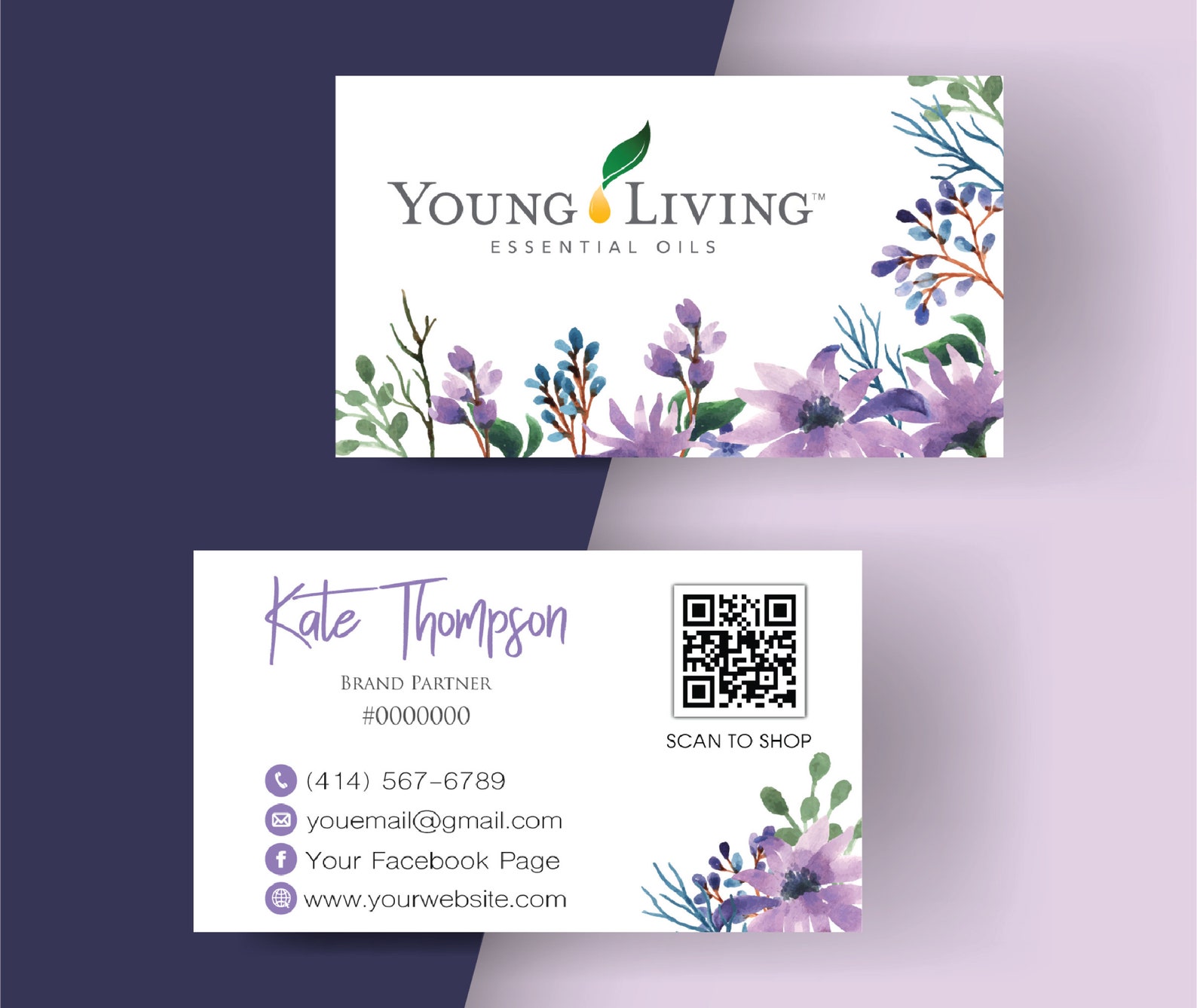 Young Living Business Cards, QR Code Young Living Business Cards