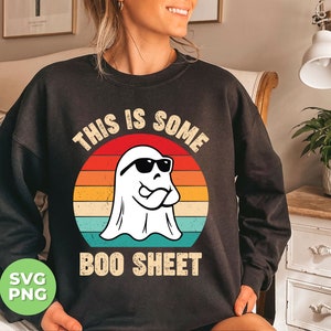 Dit is een aantal Boo Sheet Svg, Retro Boo Svg, Funny Boo Svg, Cute Boo Png, Boo Sheet Svg, Retro Boo Shirt Design, Svg-bestanden, Png-sublimatie