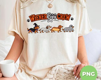 Wiener Boo Crew Halloween Dachshund Dog Costume Cute Spooky Design, PNG Digital Download