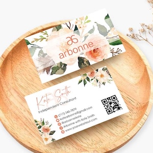 Personalized Arbonne Business Card QR Code, Arbonne Business Cards, Arbonne Business Card, Watercolor Arbonne Printable Cards, Digital File