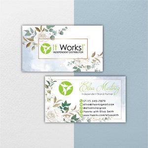 Wizytówki Floral It Works, Plik cyfrowy, Spersonalizowane wizytówki It Works, Karty It Works, Karty It Works do druku IW19