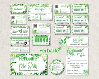 Personalized Herbalife Business Card, Herbalife Bundle, Herbalife Marketing Card, Watercolor Herbalife Printable Cards, Digital File HE07