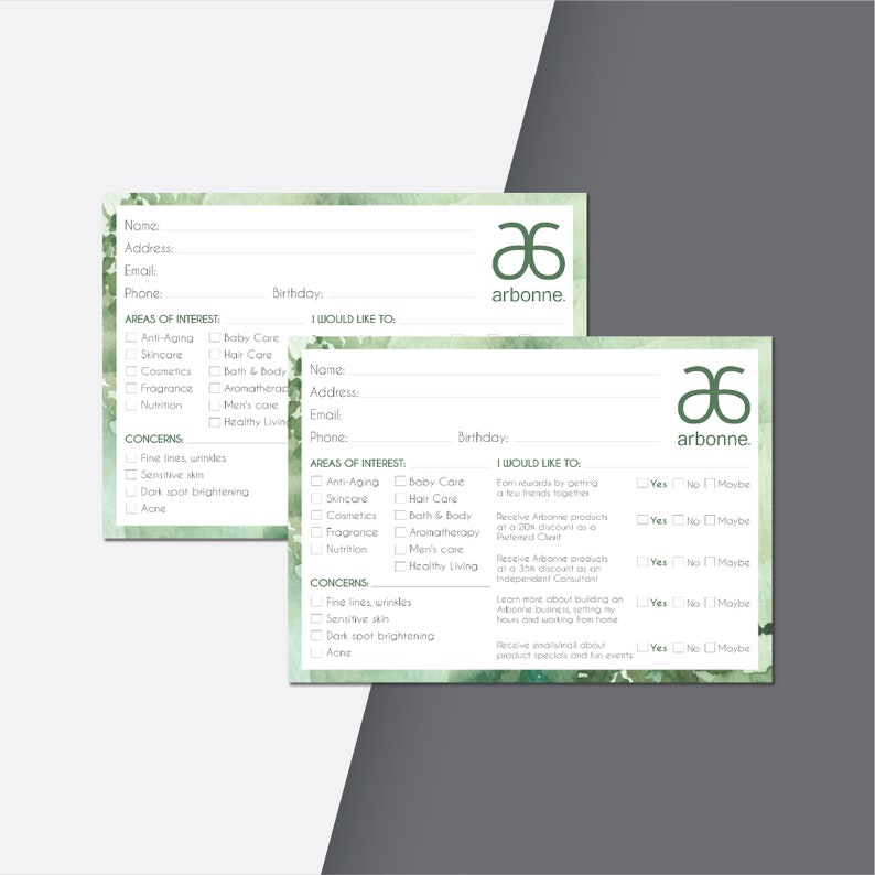 Personalized Arbonne Bundle Arbonne Cards Arbonne Business - Etsy