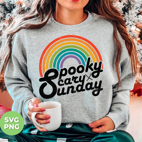 Spooky Svg, Scary Svg, Sunday Svg, Rainbow Spooky Svg, Samurai Sword Svg, Rainbow Shirt Design, Funny Samurai, PNG Files, PNG Sublimation