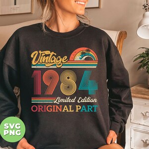 Vintage 1984 Regalo, Parte Original, 1984 Vintage Svg, Amor 1984 Svg, Cumpleaños 1984 Png, Edición Limitada Svg, Archivos Svg, Archivo de Sublimación Png