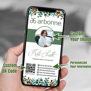 Arbonne Digitale Visitenkarte, QR-Code Arbonne Visitenkarte, Personalisierte Arbonne Visitenkarten, Arbonne Druckbare Karten, Digitale Datei