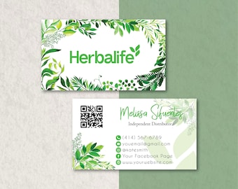 Personalized Herbalife Business Card, Herbalife Business Cards, Herbalife Marketing, Watercolor Herbalife Printable Cards, Digital File HE07