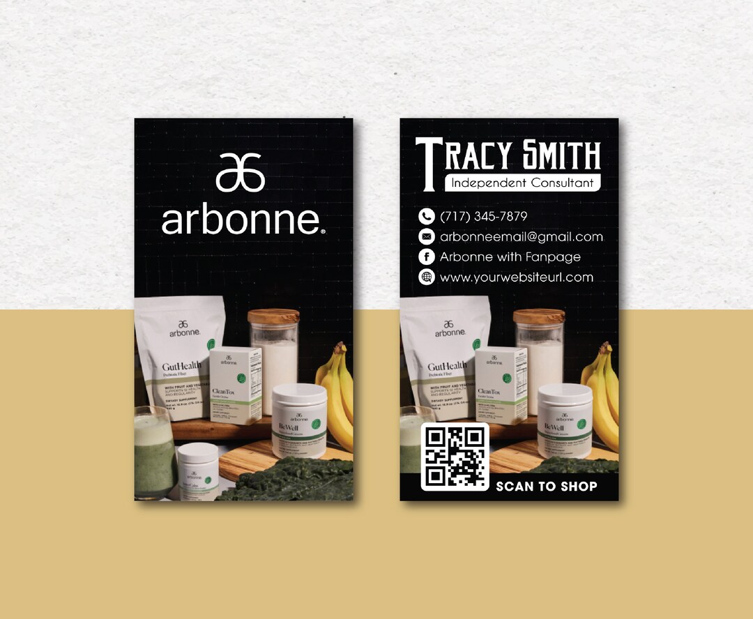 Personalized Arbonne Business Card QR Code, Arbonne Business Cards ...