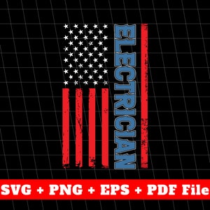 Electrician Svg, American Electrician Svg, American Flag Svg, Electrician Shirts, America Svg For Shirts, Svg Files, Png Sublimation