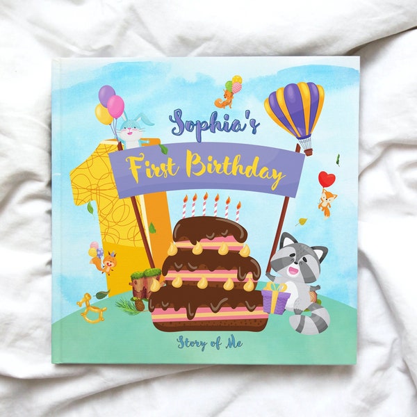 MY FIRST BIRTHDAY - Personalized Kids Book - Custom Personalized Book w/child and family personalizations, great customized gift for 1y old