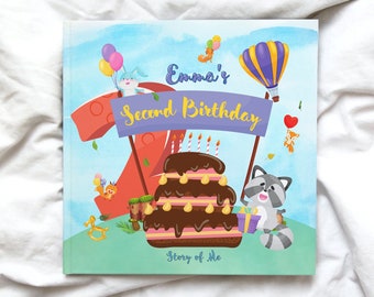 Livre personnalisé pour le deuxième anniversaire - Deuxième anniversaire de l’enfant, cadeau spécial personnalisé pour les enfants avec personnalisations pour enfants