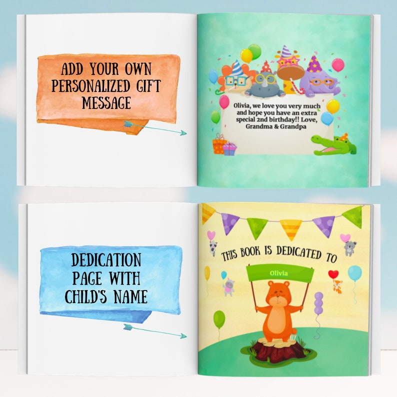 Personalized Second Birthday Book Child's Second Birthday, Special Custom Kids Book Gift with Child Personalizations image 3