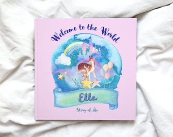 Personalize Baby Shower Book - Welcome to the World Little Baby - child/family name in a customized book, great gift for new parents